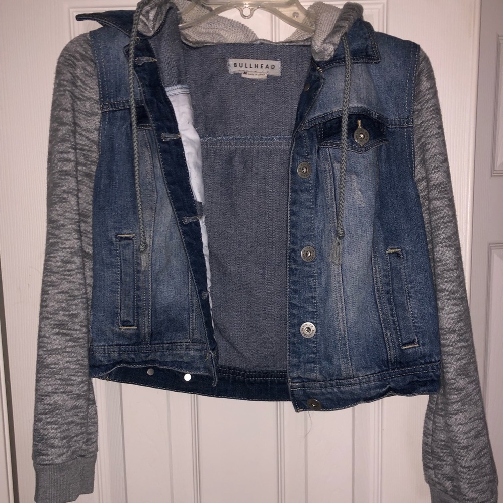 Pacsun denim jacket with grey hood
